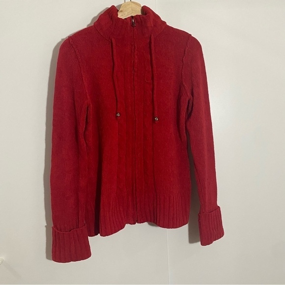 🎈Jessica women’s red turtleneck long sleeve zip up super soft sweater size  M - Picture 11 of 11